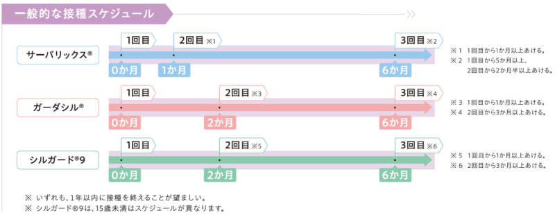 子宮頸がん予防のHPVワクチン　キャッチアップ接種 1997-2008年度生まれの女性
間隔を開けて3回接種する必要があるので必要な期間は６か月